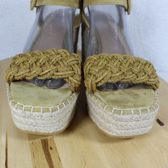 Veronica Beard Wedge Heels Womens 10 Yellow Sandal Boho Chic Comfort Designer - Picture 9 of 12